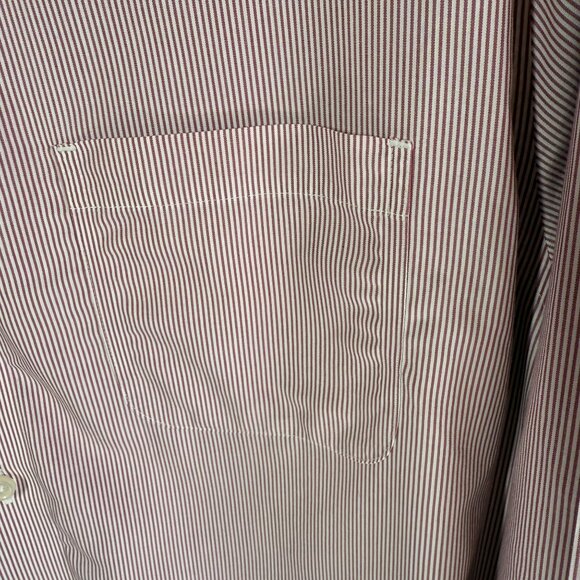 Fairlane Men Supima Cotton Button Up Dress Shirt XLT Red Pin Stripe Career Offic - Picture 8 of 12